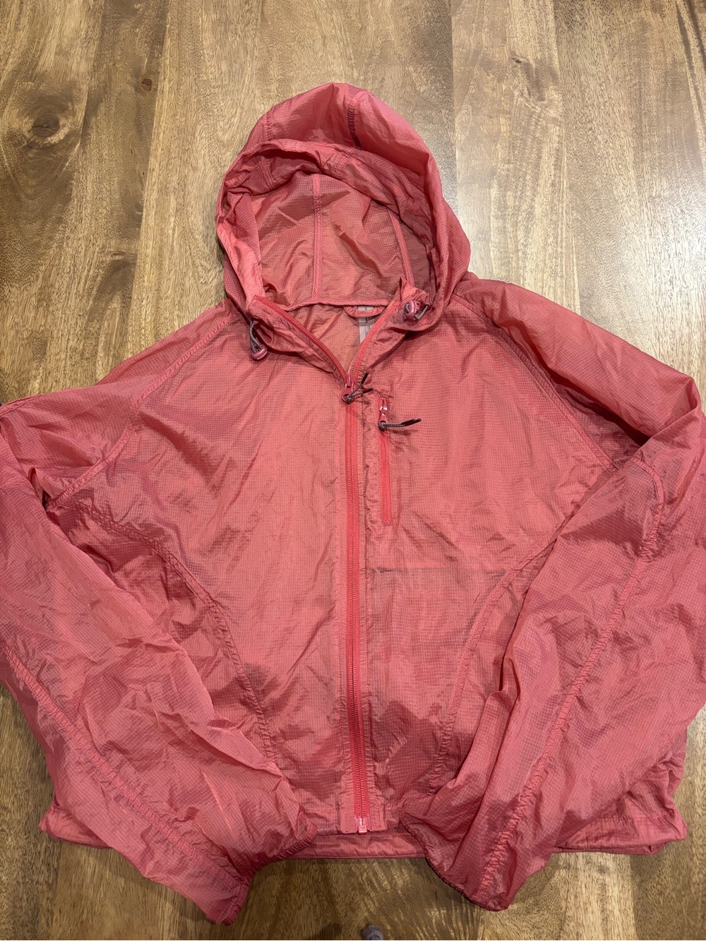 Outdoor Voices Lightweight Coral Hooded Windbreaker Jacket